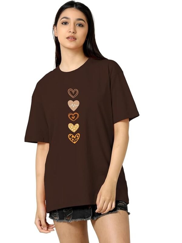 Women's Casual Printed Round Neck, Oversized Longline Drop Shoulder Boho Style T-Shirt
