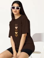 Women's Casual Printed Round Neck, Oversized Longline Drop Shoulder Boho Style T-Shirt