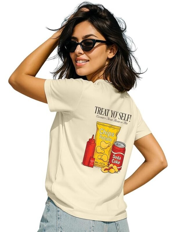 Women’s Regular Fit Printed Pure Cotton T-Shirt – Soft Breathable Casual Round Neck Tee, Stylish Everyday Graphic T-Shirt