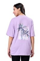 Women's Casual Printed Round Neck, Oversized Longline Drop Shoulder Boho Style T-Shirt