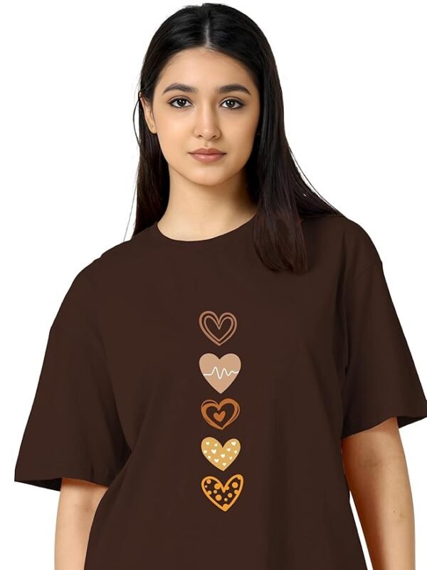 Women's Casual Printed Round Neck, Oversized Longline Drop Shoulder Boho Style T-Shirt