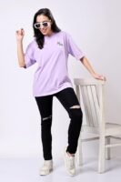 Women's Casual Printed Round Neck, Oversized Longline Drop Shoulder Boho Style T-Shirt