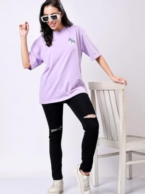 Women's Casual Printed Round Neck, Oversized Longline Drop Shoulder Boho Style T-Shirt