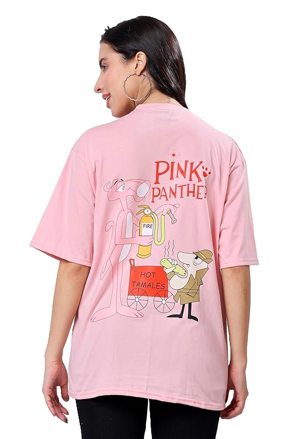 Women's Casual Printed Round Neck, Oversized Longline Drop Shoulder Boho Style T-Shirt