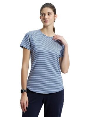 Women's Super Combed Cotton Stripe Fabric Relaxed Fit Round Neck Half Sleeve T-Shirt