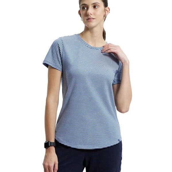 Women's Super Combed Cotton Stripe Fabric Relaxed Fit Round Neck Half Sleeve T-Shirt