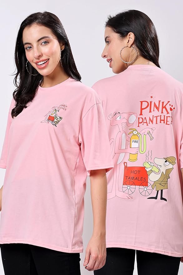 Women's Casual Printed Round Neck, Oversized Longline Drop Shoulder Boho Style T-Shirt